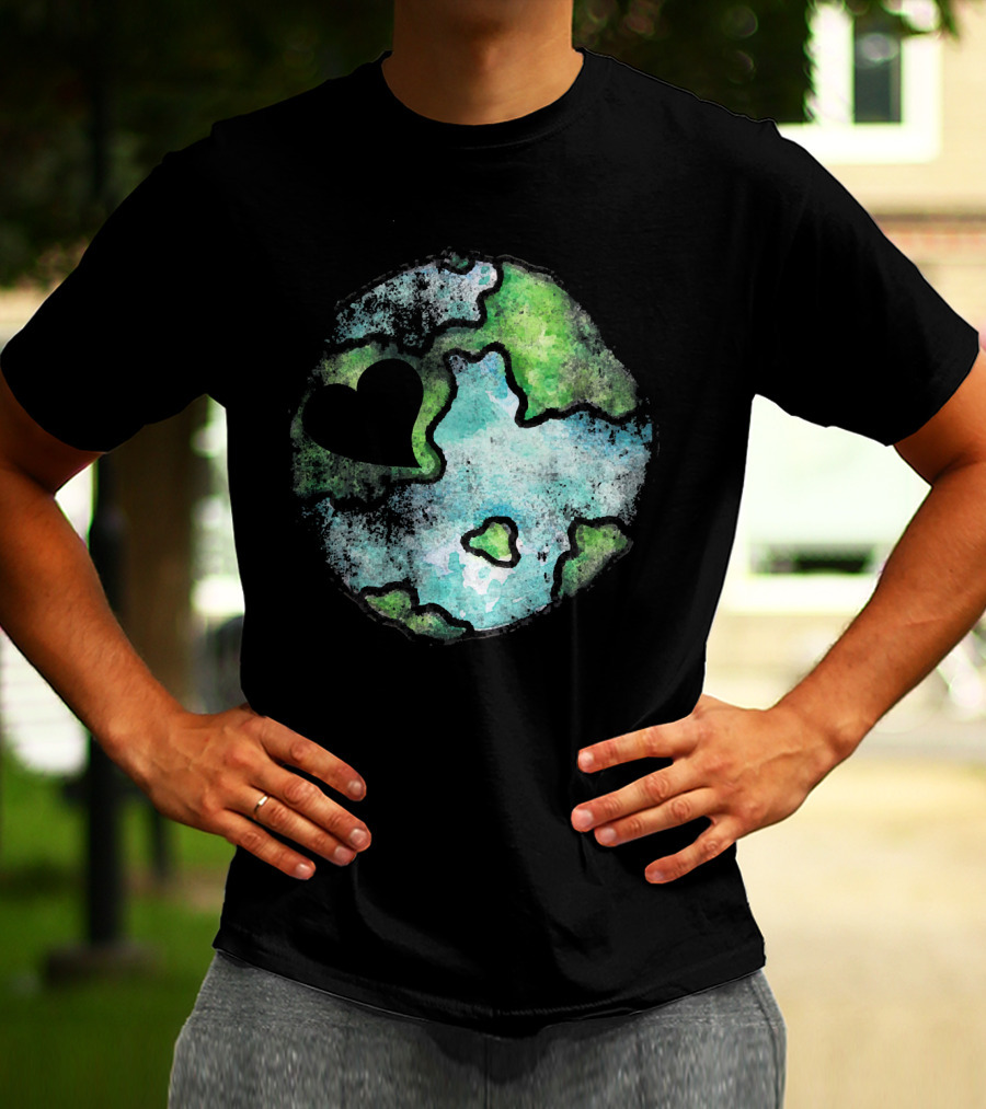 Earth Day Love Heart Vintage Artistic Planet T-Shirt