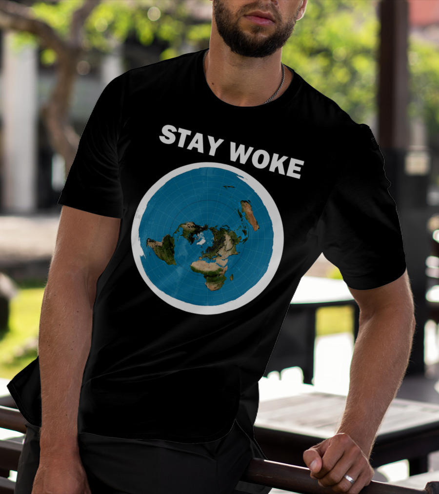 Stay Woke Flat Earth Map Representation T-Shirt