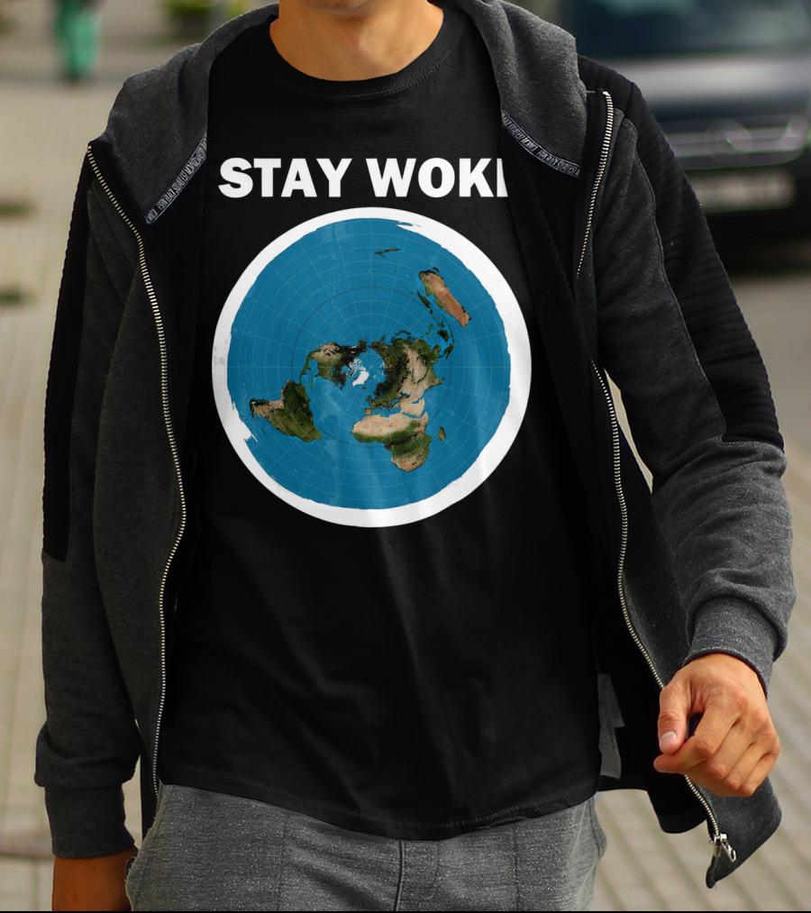 Stay Woke Flat Earth Map Representation T-Shirt