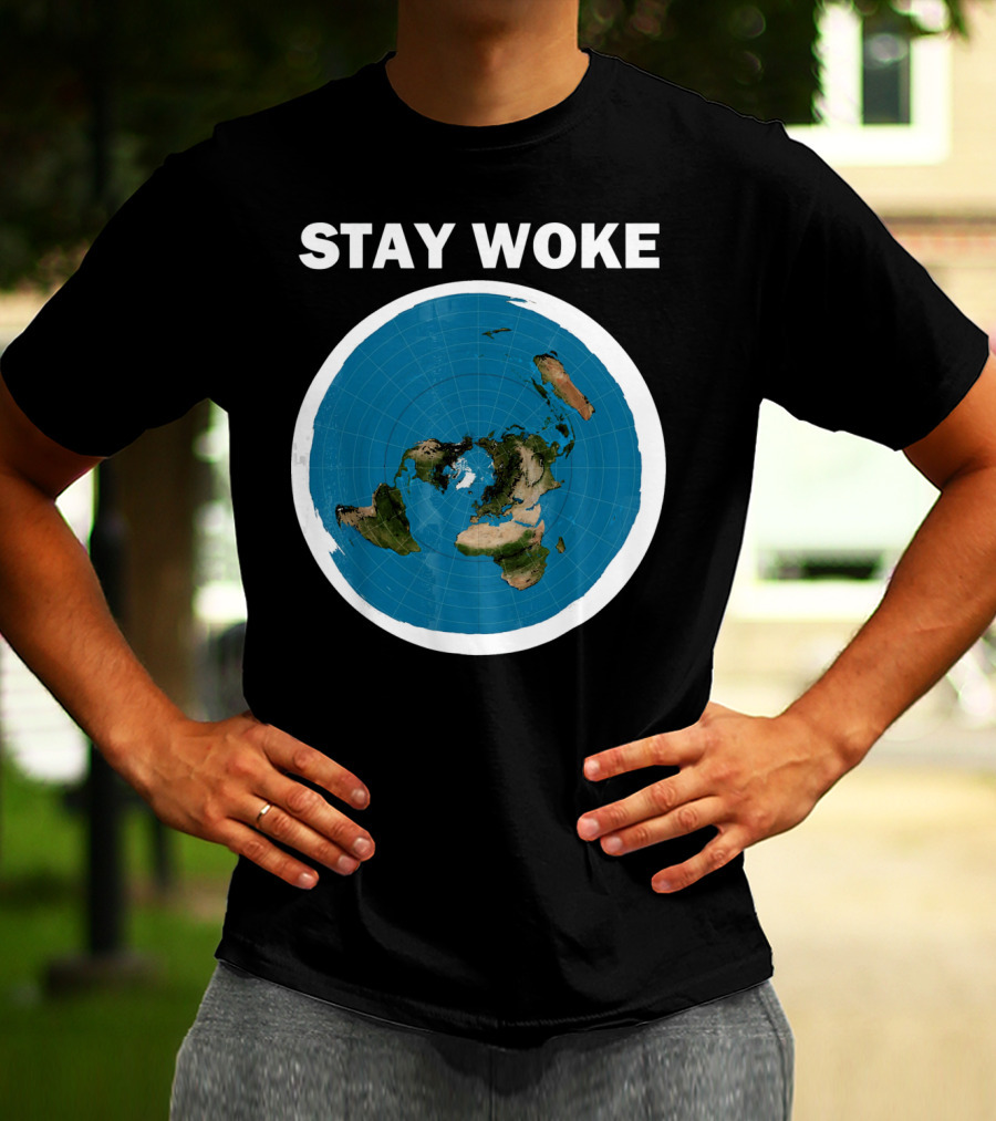 Stay Woke Flat Earth Map Representation T-Shirt