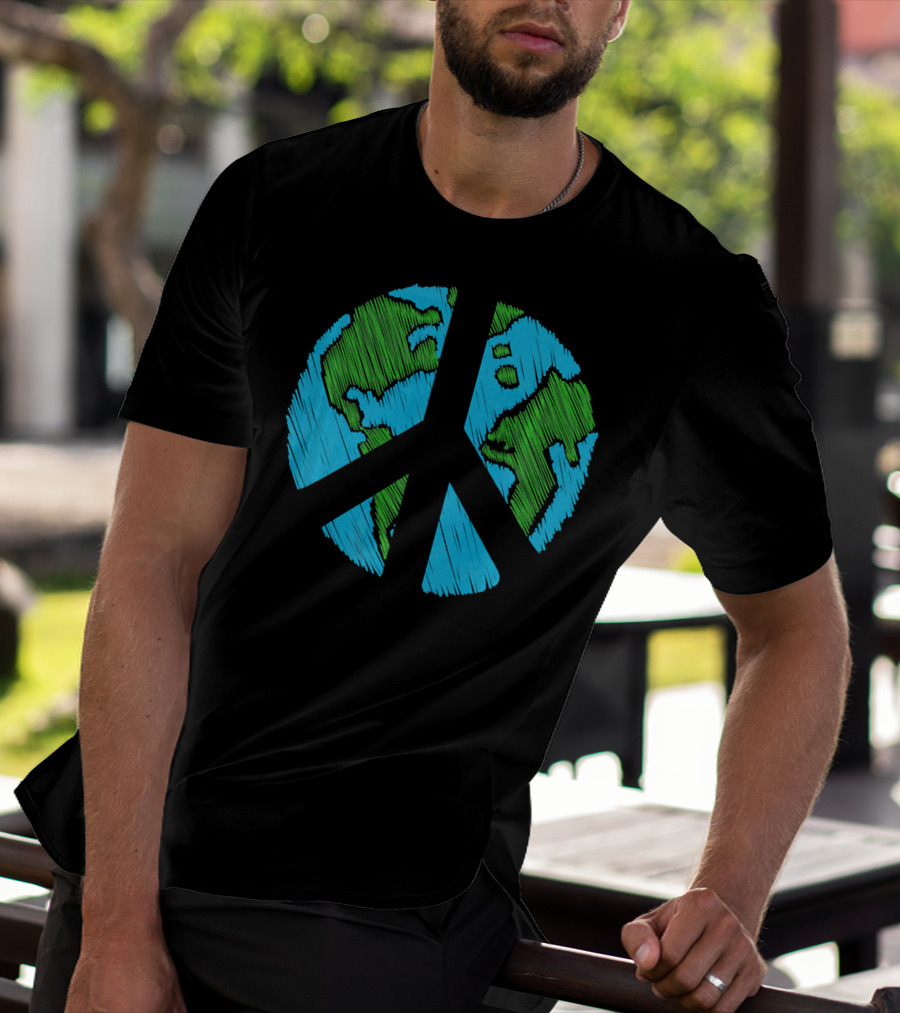 Retro Vintage Peace On Earth Day World Map T-Shirt
