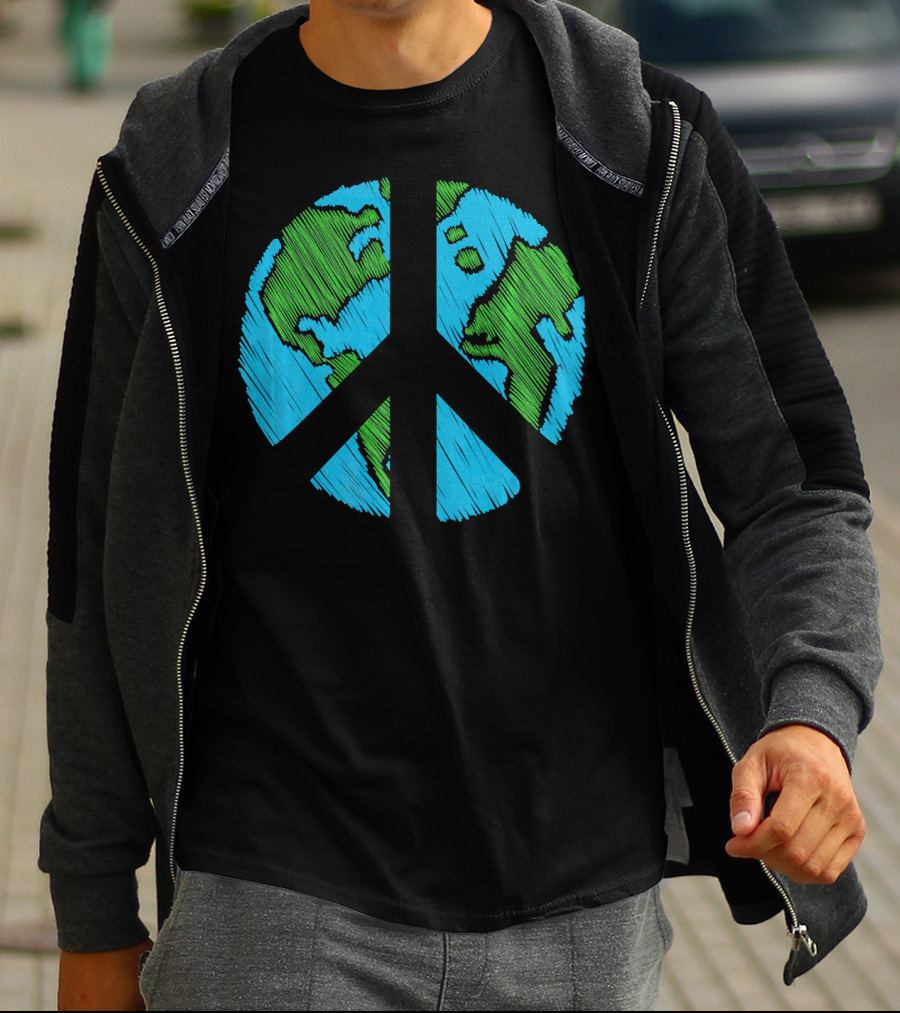 Retro Vintage Peace On Earth Day World Map T-Shirt