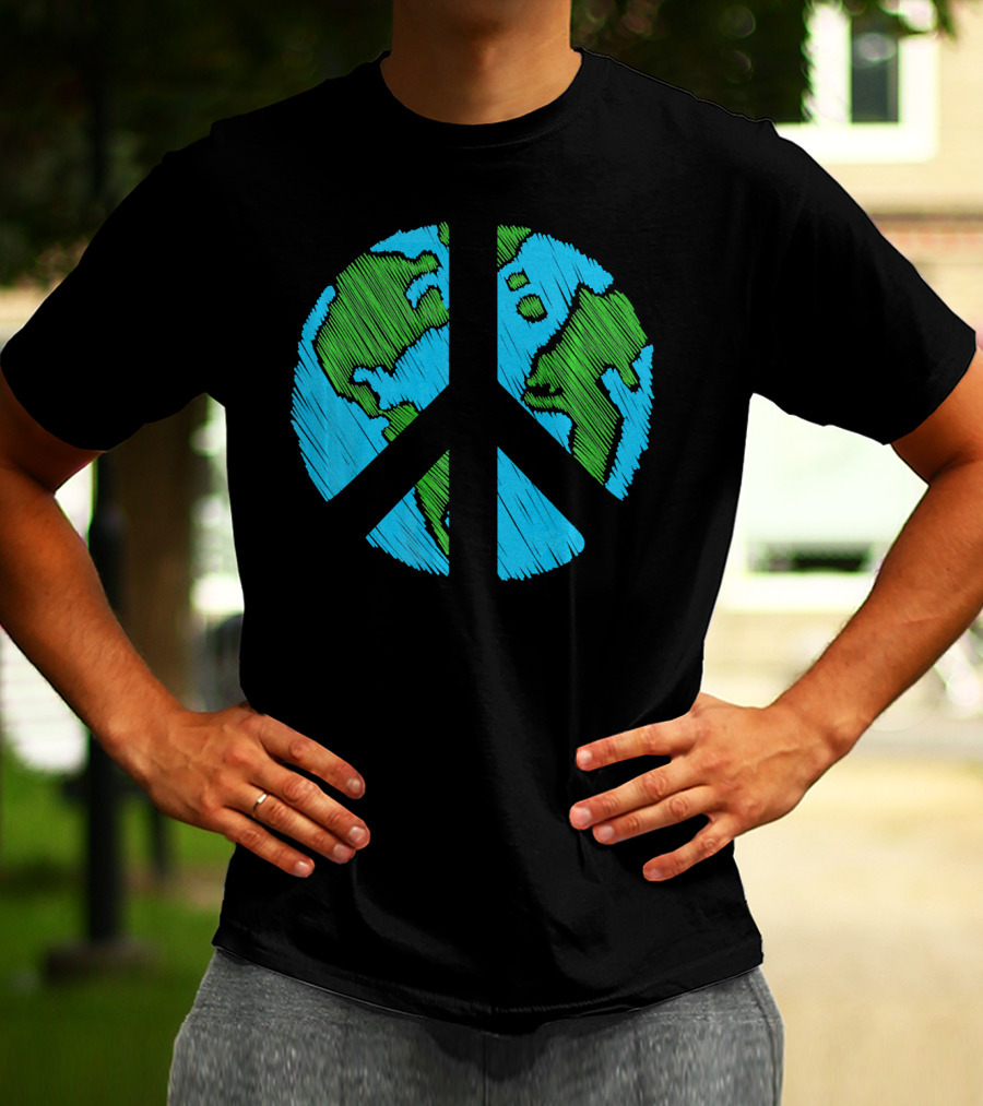 Retro Vintage Peace On Earth Day World Map T-Shirt