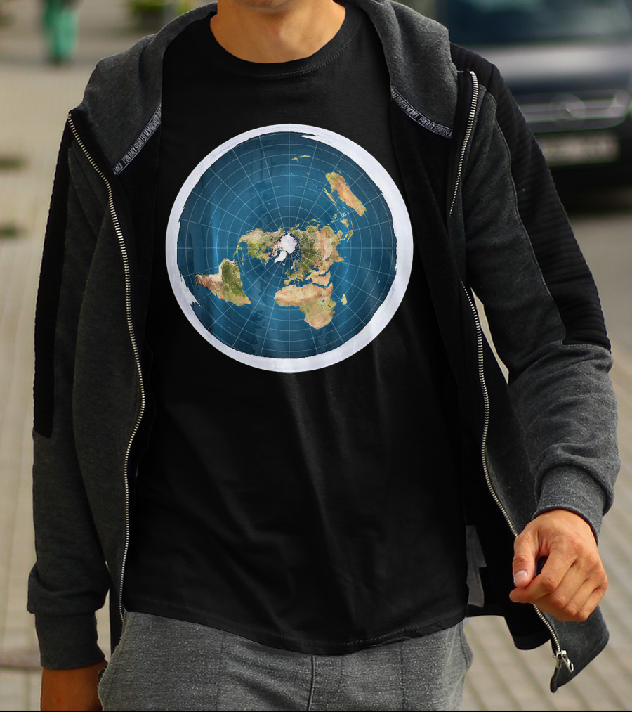 Map Of The Flat Earth Circular Projection T-Shirt
