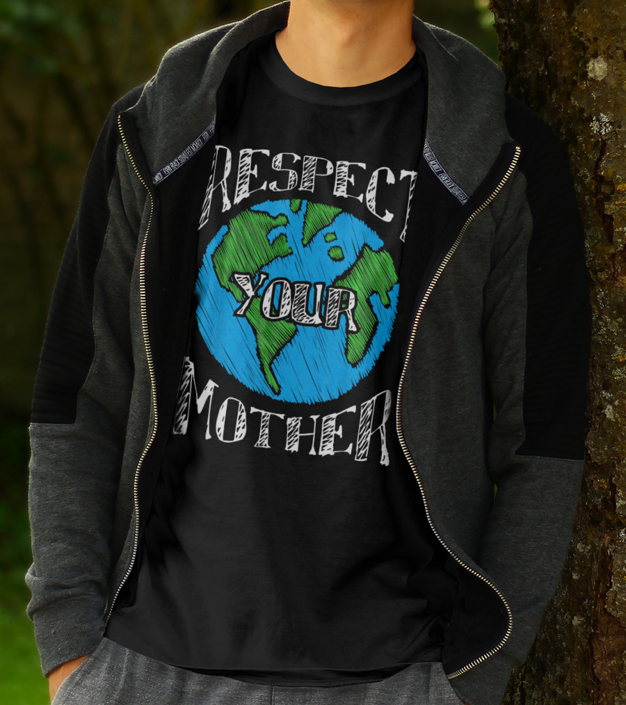 Earth Day Respect Your Mother Planet Earth Sketch T-Shirt