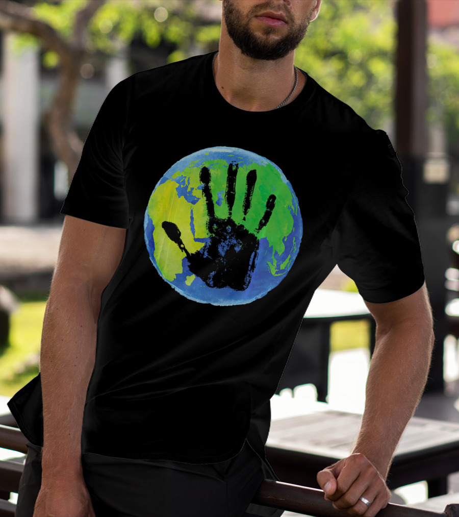 Earth Day Globe With Handprint Nature Conservation T-Shirt