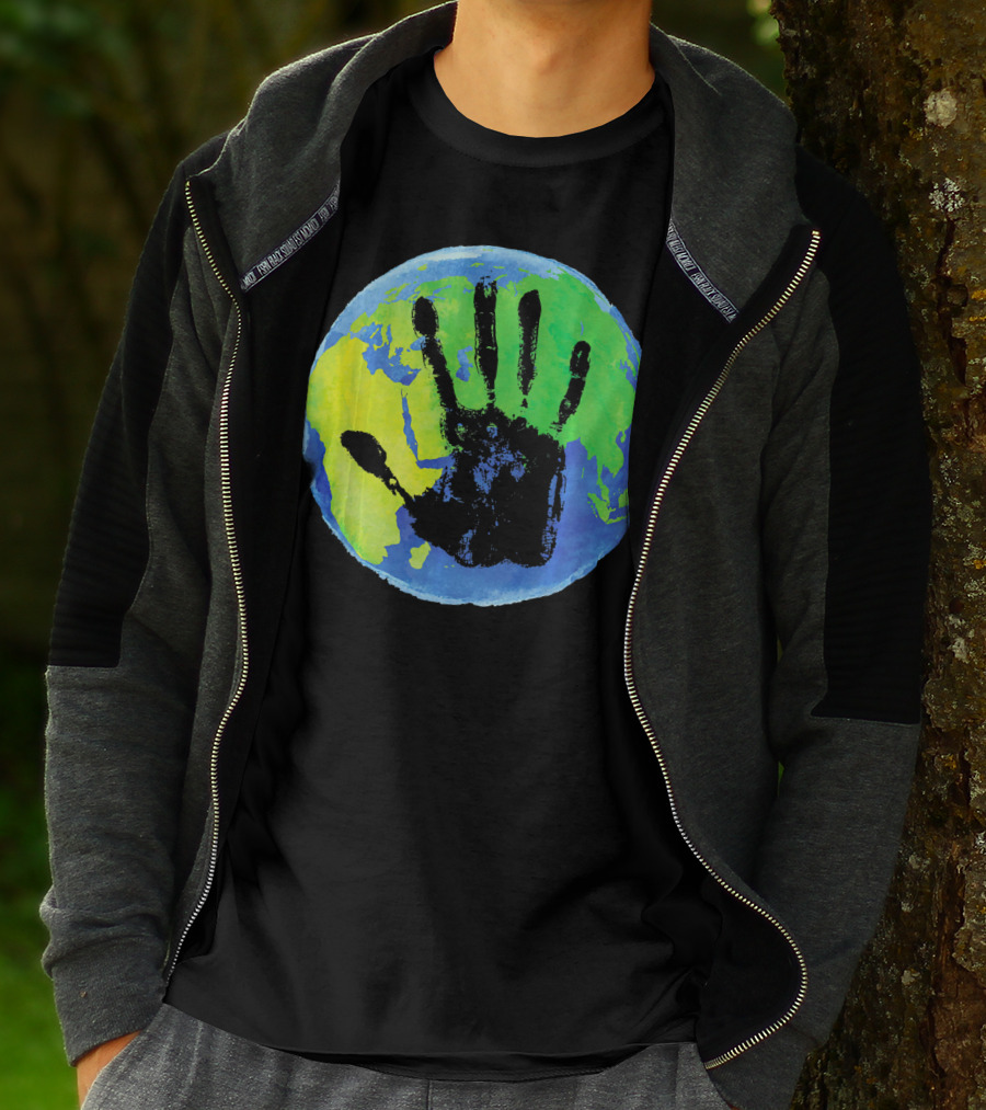 Earth Day Globe With Handprint Nature Conservation T-Shirt