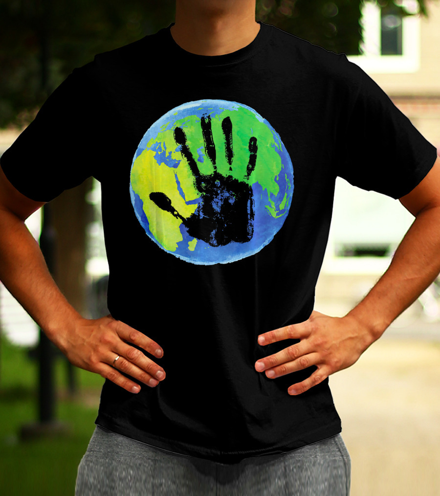 Earth Day Globe With Handprint Nature Conservation T-Shirt