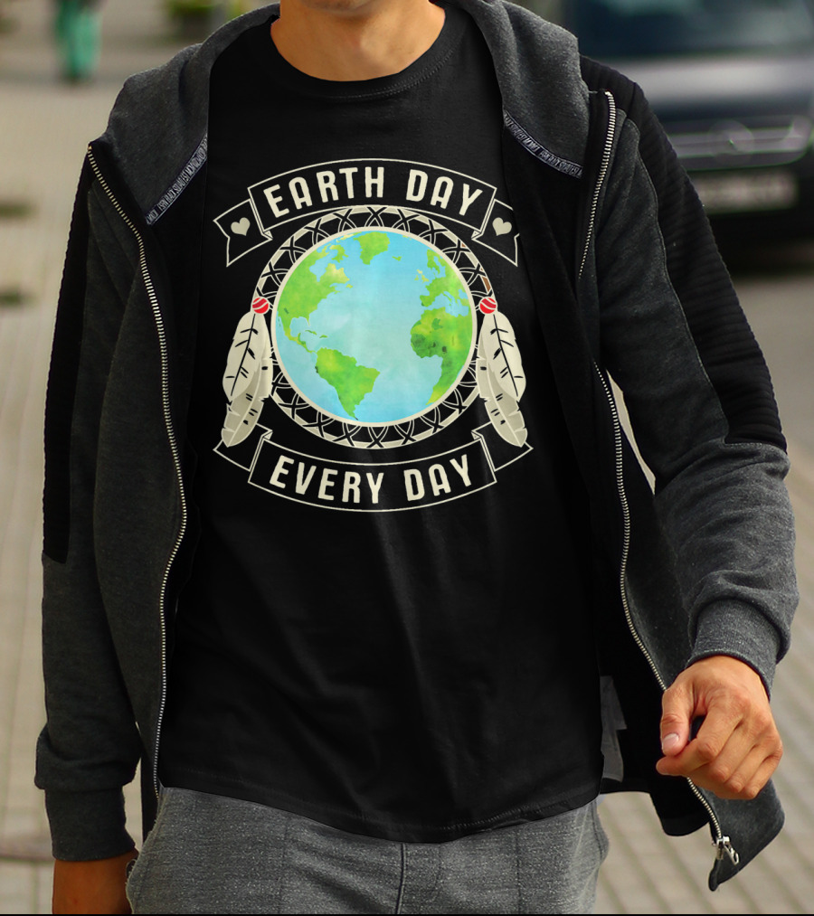 Earth Day Every Day Dreamcatcher Globe Feathers T-Shirt