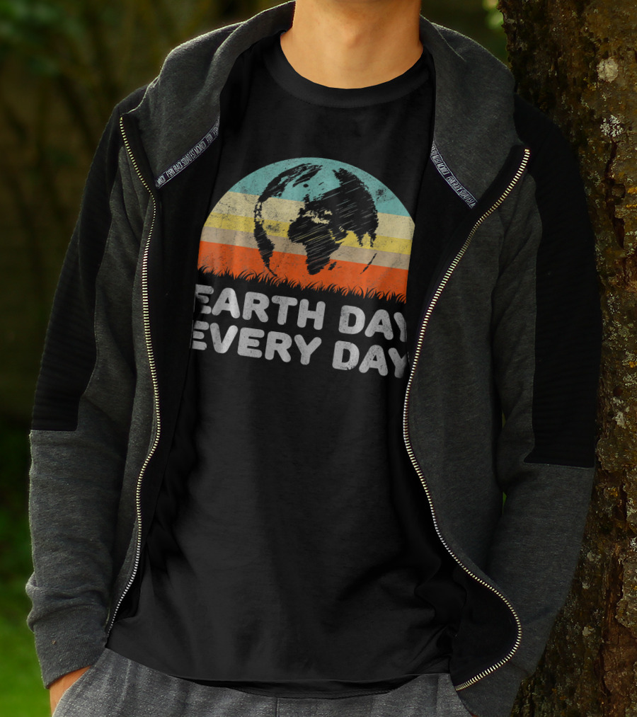 Earth Day Every Day Retro Environmental Stripes T-Shirt