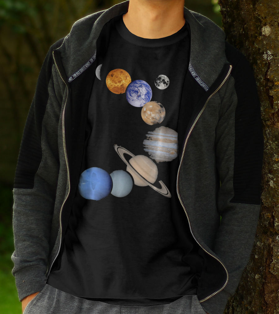 Planet Solar System Earth Moon Sun Mars Jupiter Saturn Neptune Uranus T-Shirt