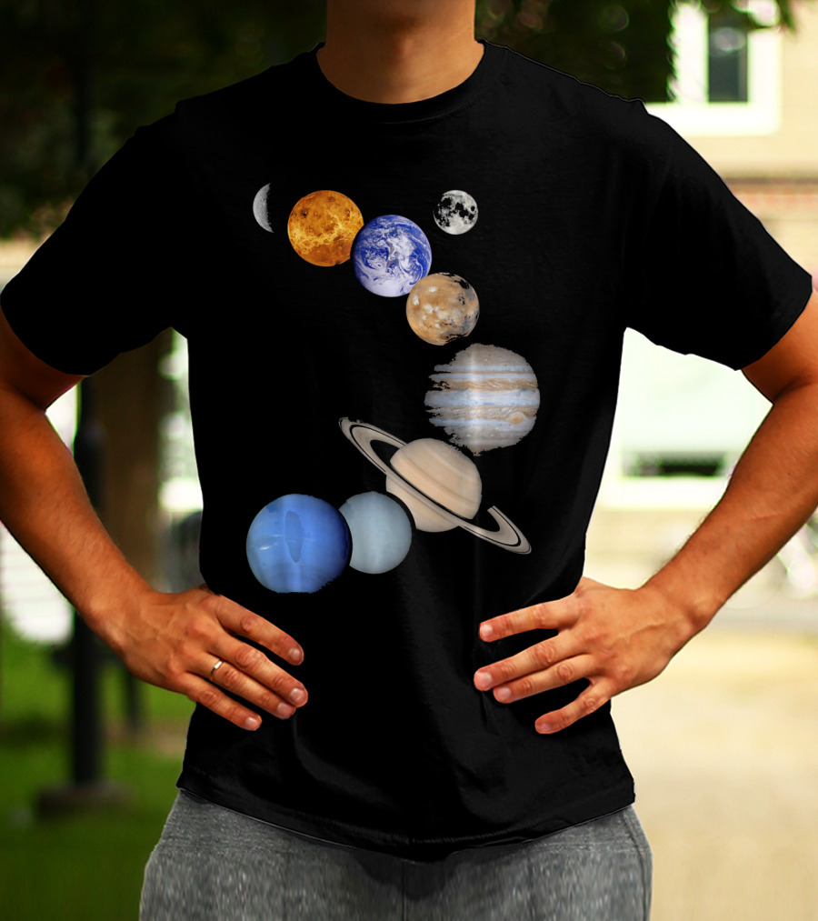 Planet Solar System Earth Moon Sun Mars Jupiter Saturn Neptune Uranus T-Shirt