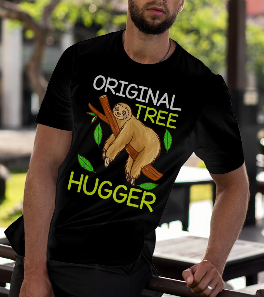 Original Tree Hugger Sloth Environmental Climate T-Shirt