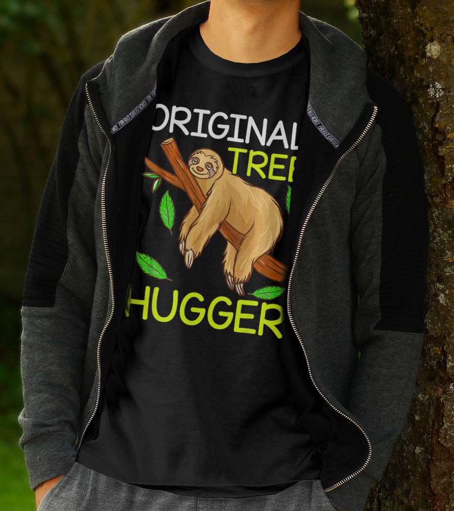 Original Tree Hugger Sloth Environmental Climate T-Shirt