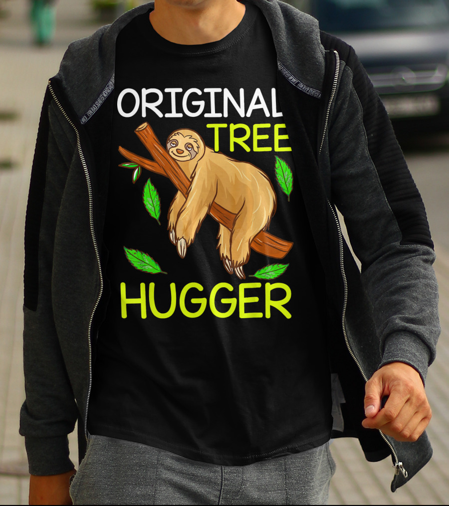 Original Tree Hugger Sloth Environmental Climate T-Shirt