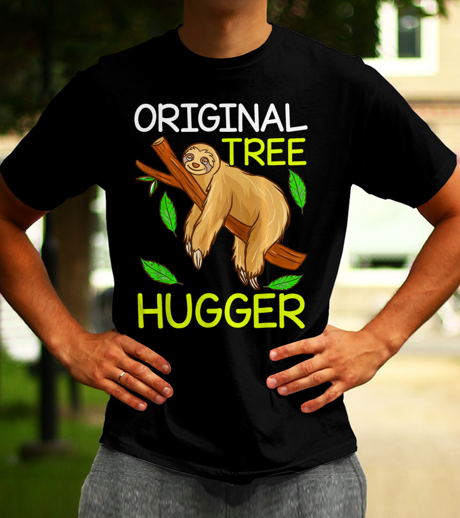 Original Tree Hugger Sloth Environmental Climate T-Shirt