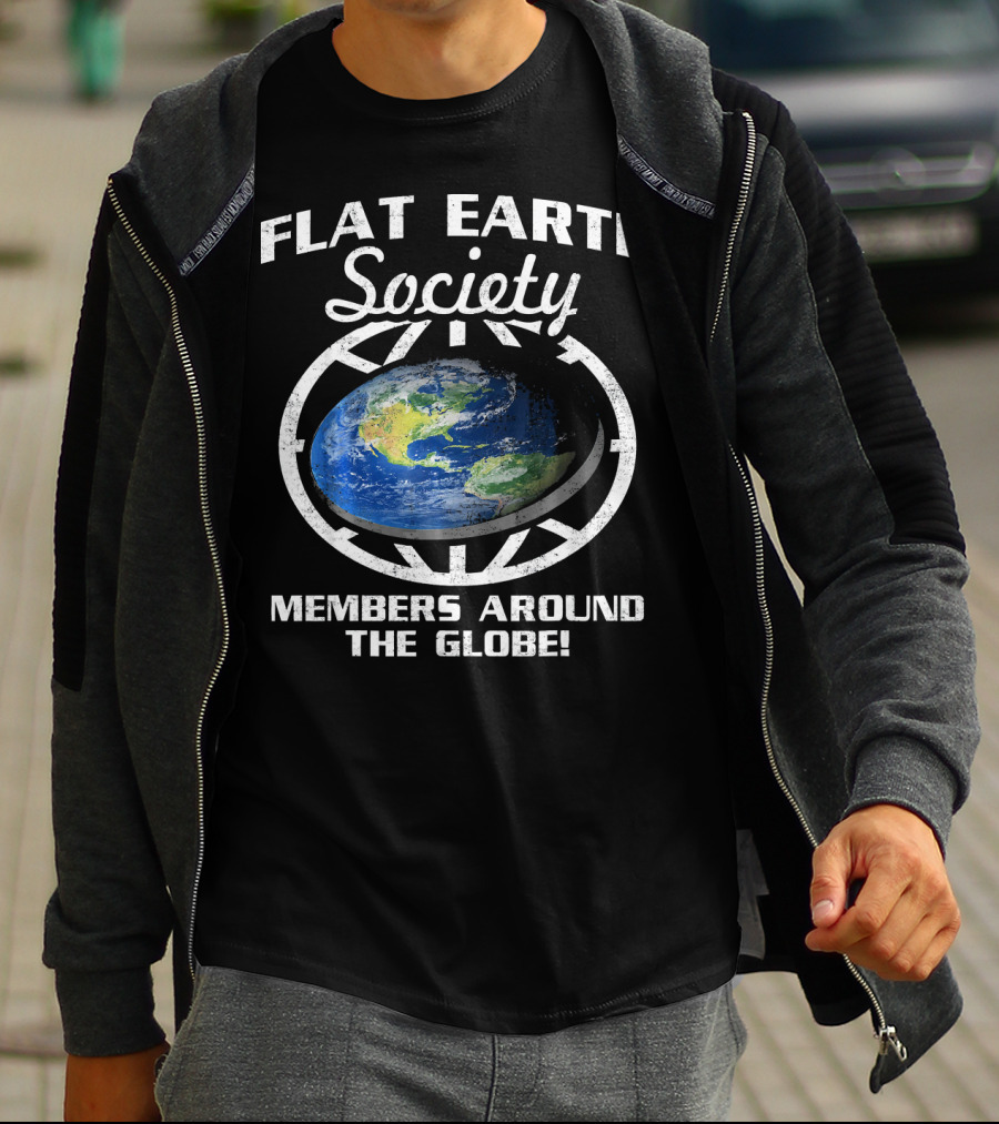 Flat Earth Society Members Around The Globe Planet Map T-Shirt