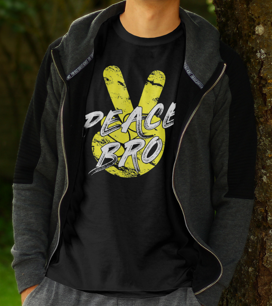 PEACE Bro Peace Sign Yellow Tex T-Shirt