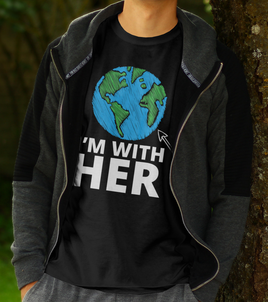 I'm With Her Earth Planet Arrow Earth T-Shirt