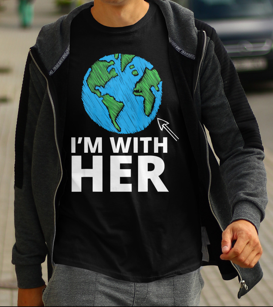 I'm With Her Earth Planet Arrow Earth T-Shirt