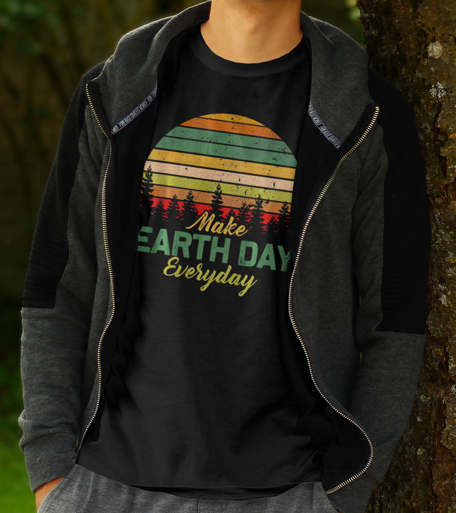 Make Earth Day Everyday Forest Sunset Stripes T-Shirt