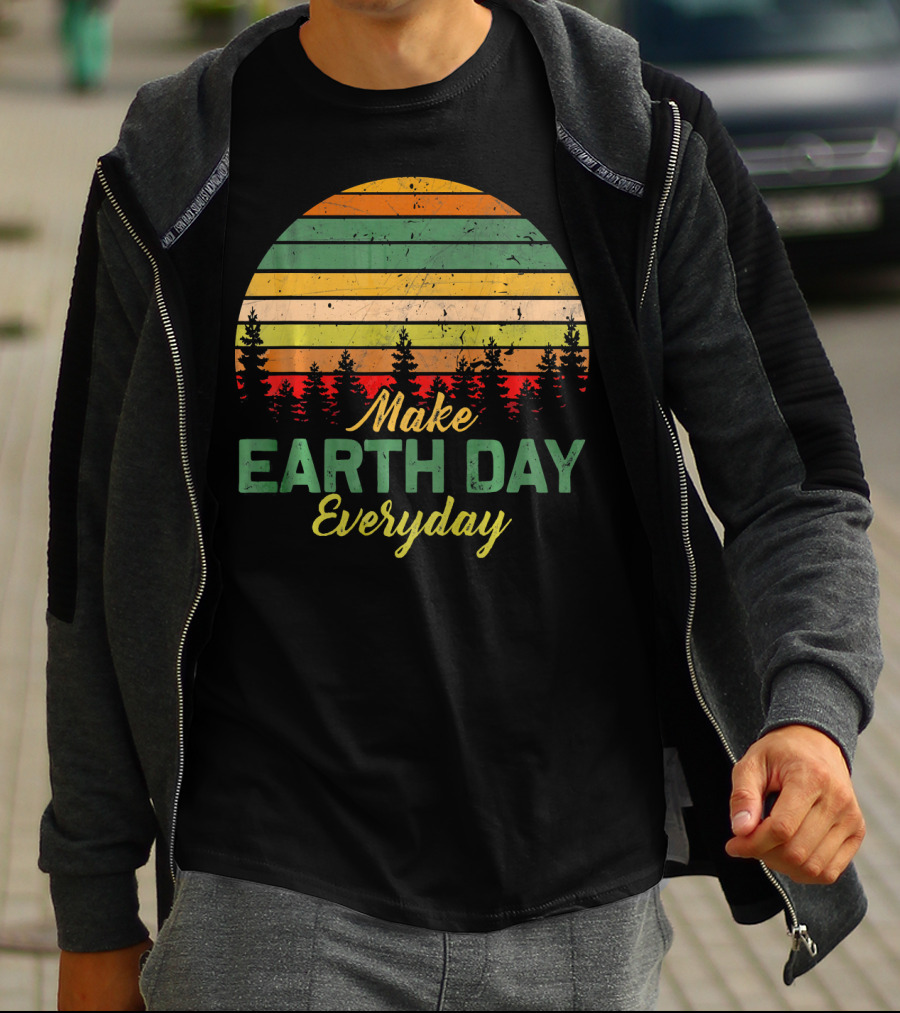 Make Earth Day Everyday Forest Sunset Stripes T-Shirt