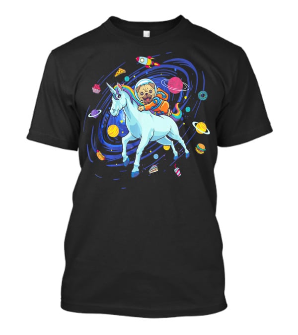 Unicorn Pug Space Galaxy Astronaut Adventure T-Shirt
