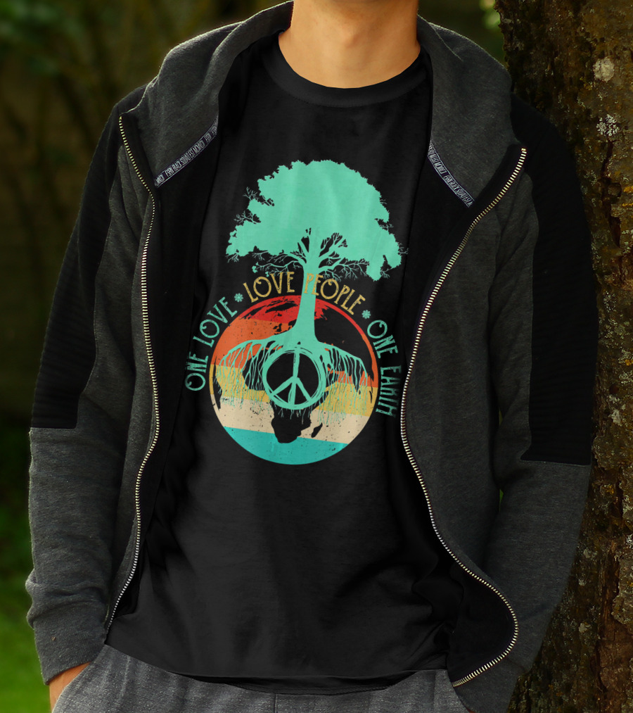 One Love People One Earth Peace Tree T-Shirt