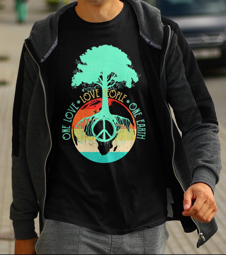 One Love People One Earth Peace Tree T-Shirt