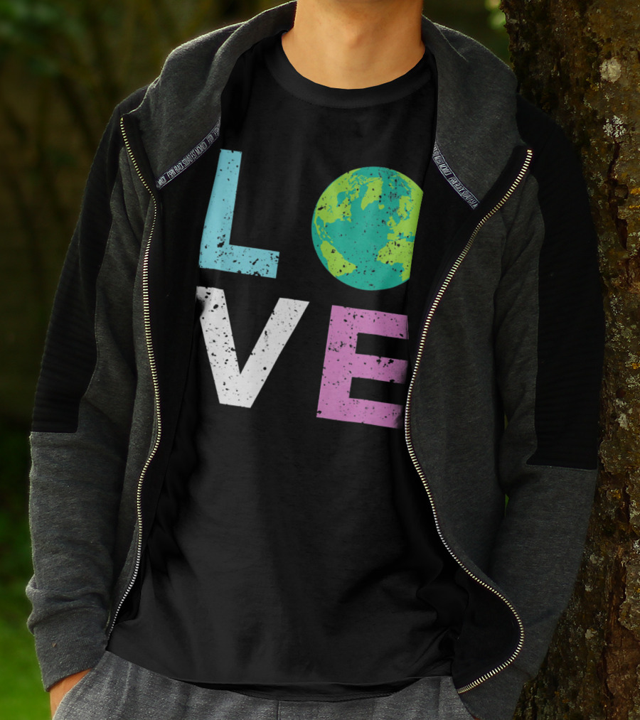 LOVE Earth Day With Globe Vin Earth T-Shirt