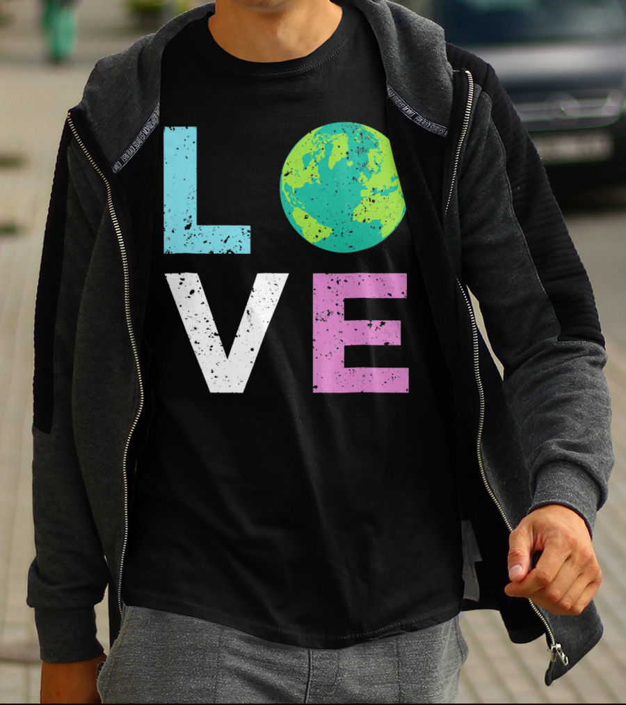 LOVE Earth Day With Globe Vin Earth T-Shirt