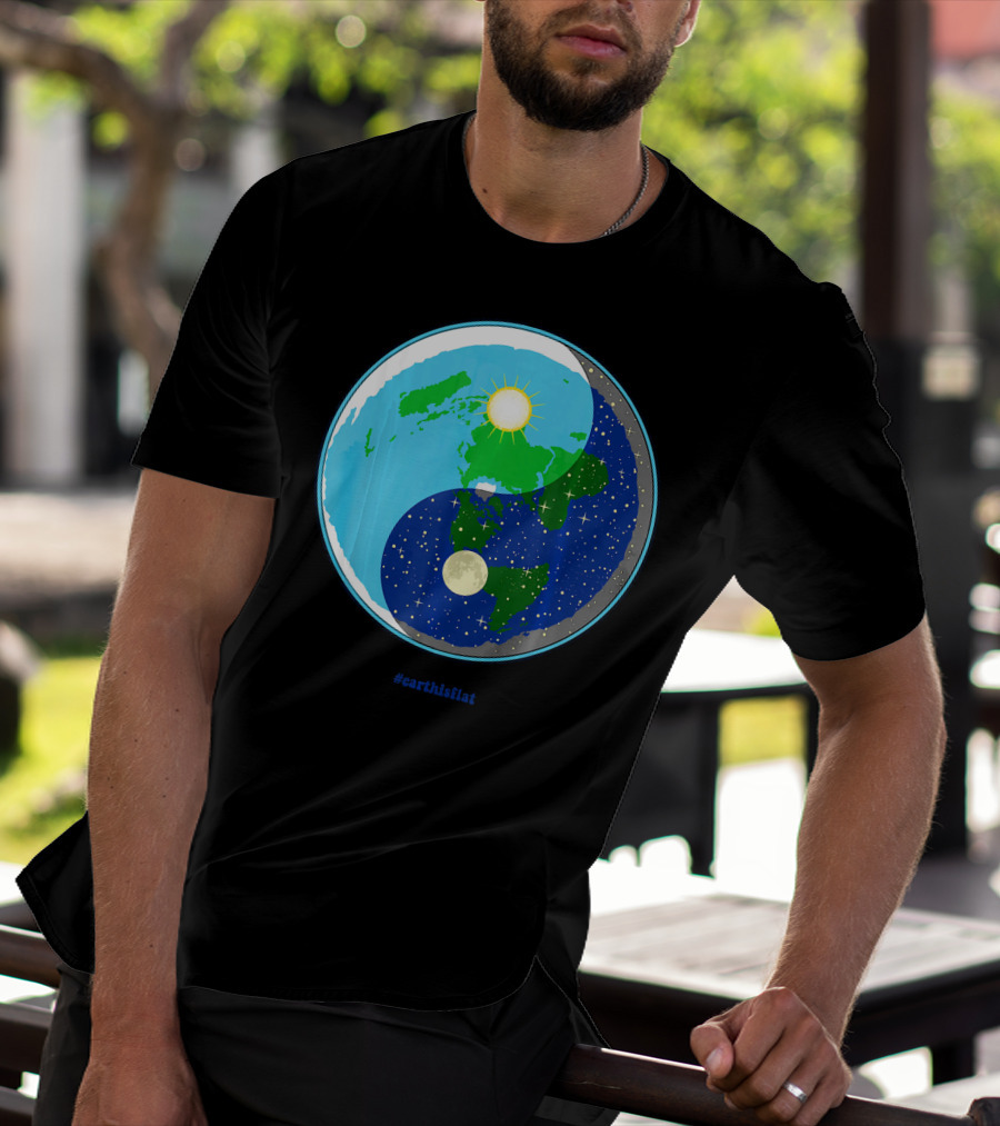 Ying Yang Flat Earth Truther #earthisflat Sun And Moon T-Shirt