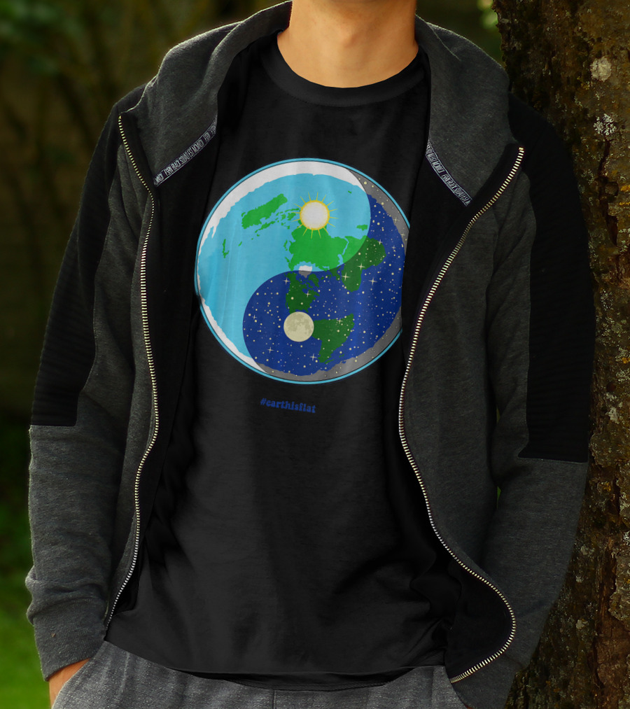 Ying Yang Flat Earth Truther #earthisflat Sun And Moon T-Shirt