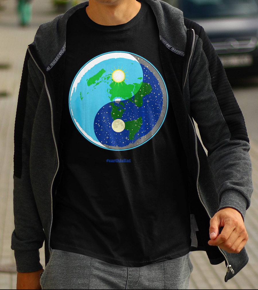 Ying Yang Flat Earth Truther #earthisflat Sun And Moon T-Shirt