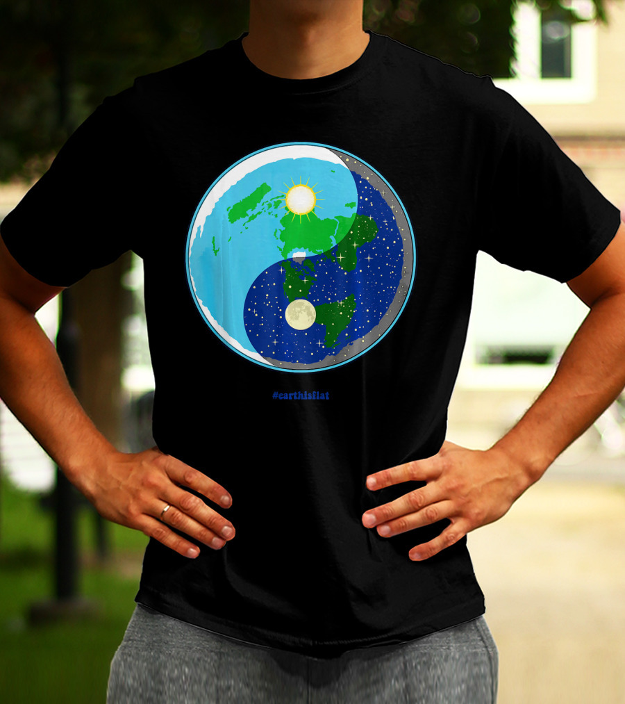 Ying Yang Flat Earth Truther #earthisflat Sun And Moon T-Shirt