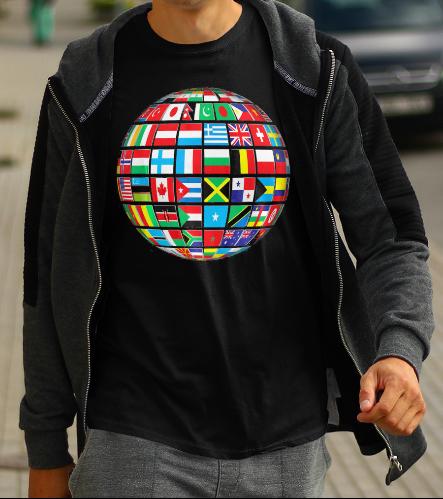 World Flag Buttons Global Flags Sphere T-Shirt