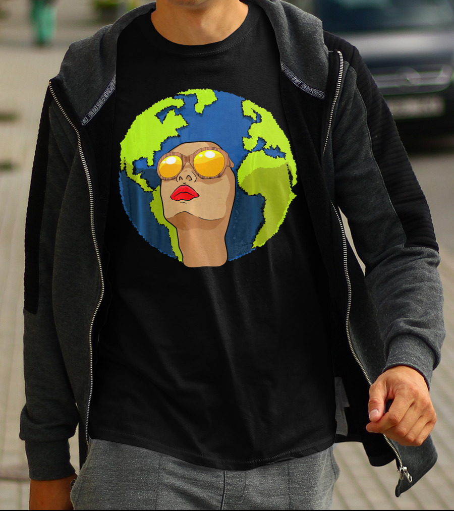 Arbor Mother Earth Day Sunglasses Reflection Globe Face T-Shirt