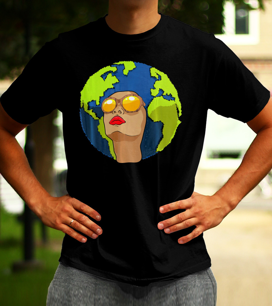 Arbor Mother Earth Day Sunglasses Reflection Globe Face T-Shirt