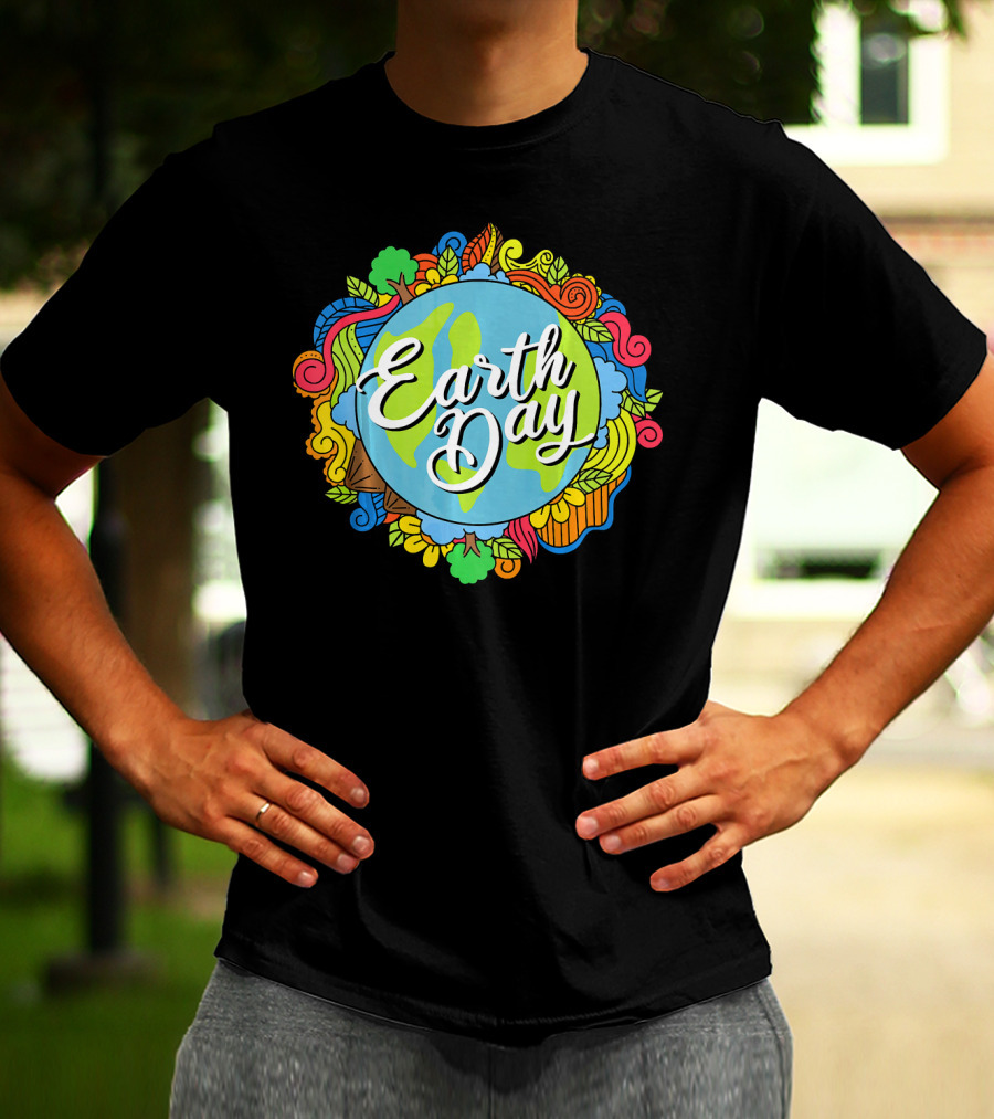 Earth Day Colorful Earth Doodle For Teachers T-Shirt