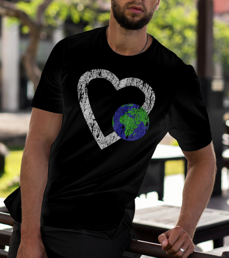 I Love Planet Earth Day Climate Change Heart World T-Shirt
