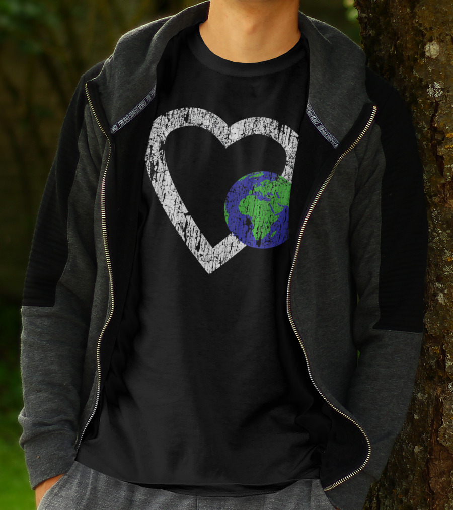 I Love Planet Earth Day Climate Change Heart World T-Shirt