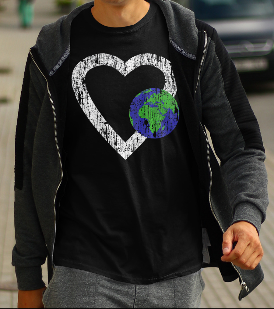 I Love Planet Earth Day Climate Change Heart World T-Shirt