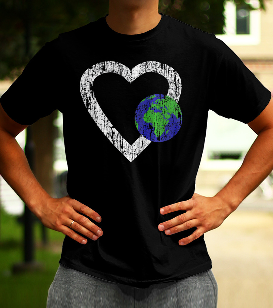 I Love Planet Earth Day Climate Change Heart World T-Shirt