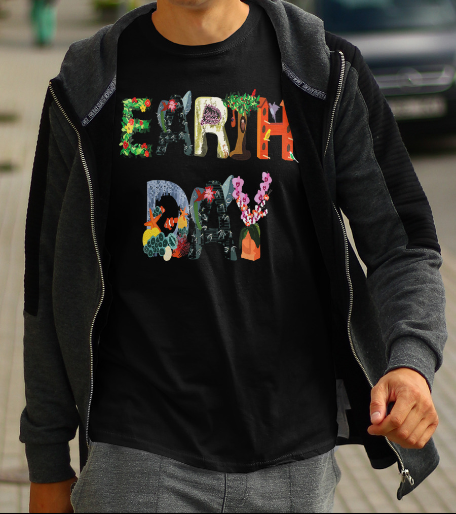 National Earth Day Nature-Themed Lettering T-Shirt