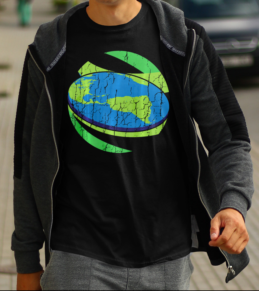 Flat Earth Flat Earther Planet Cracked Globe T-Shirt