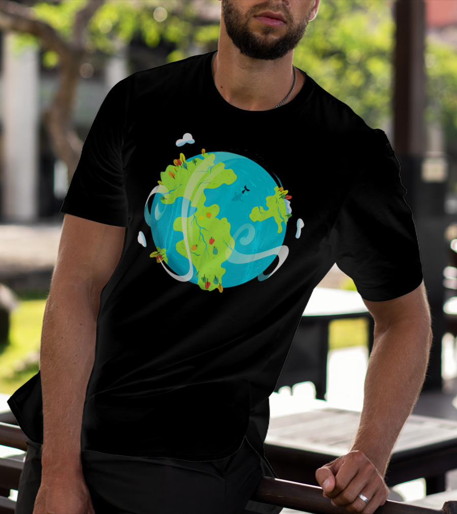 Earth Day Mother Planet Tree Dolphin Scenic Globe T-Shirt
