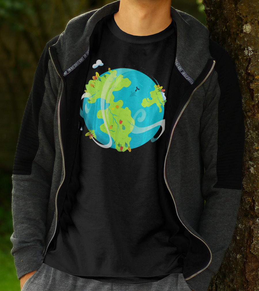Earth Day Mother Planet Tree Dolphin Scenic Globe T-Shirt