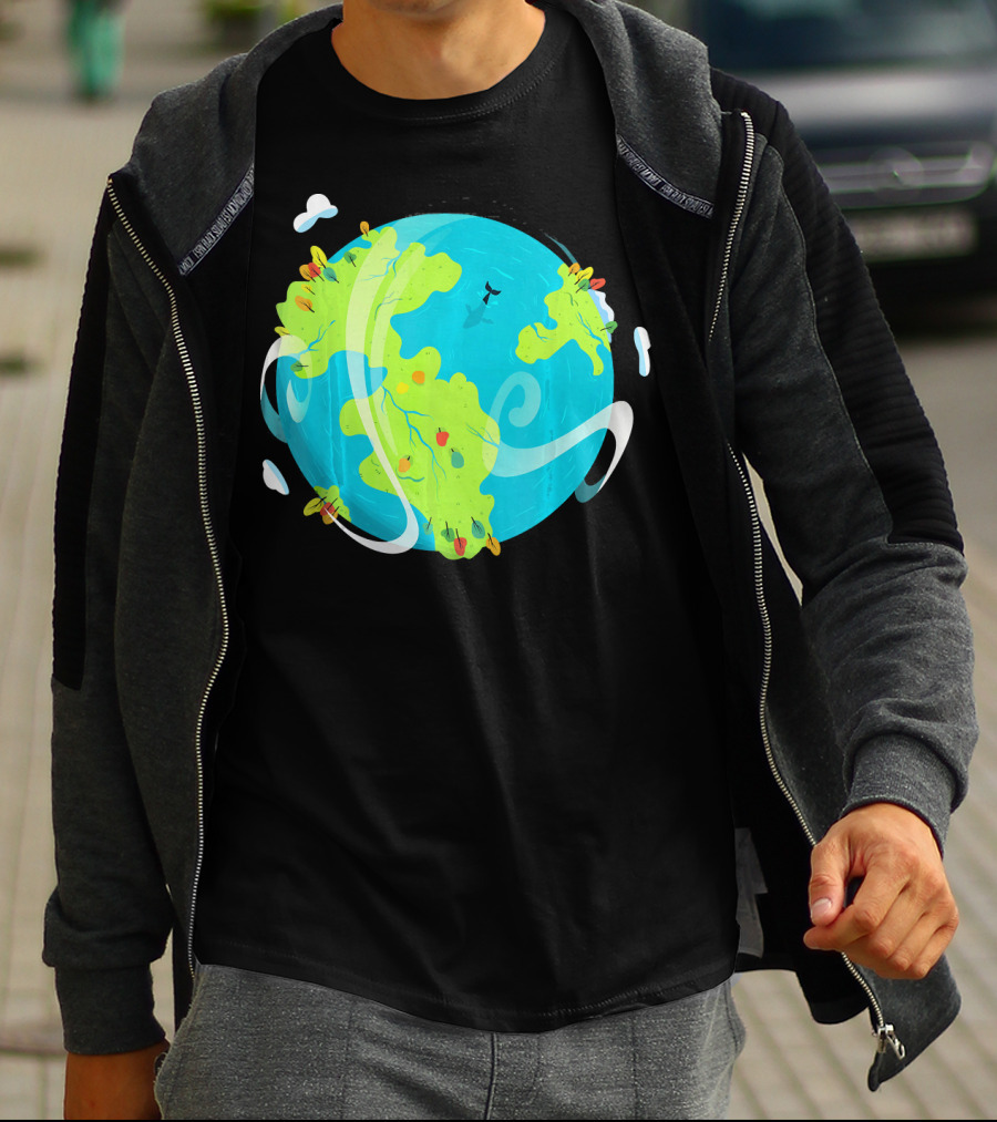 Earth Day Mother Planet Tree Dolphin Scenic Globe T-Shirt