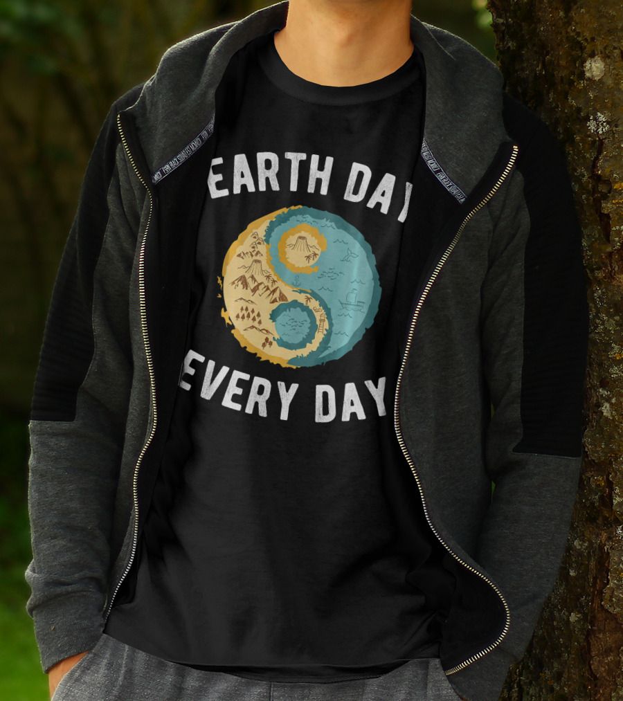 Earth Day Every Day Yin Yang Yog Nature Elements T-Shirt
