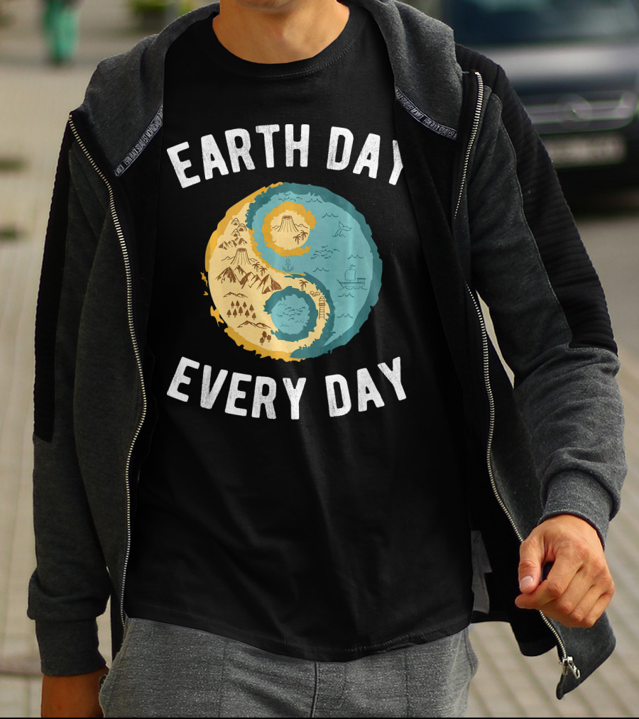Earth Day Every Day Yin Yang Yog Nature Elements T-Shirt